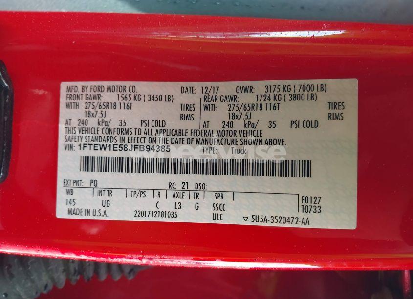 Photo 9 of 2018 Ford F-150 XLT (VIN 1FTEW1E58JFB94385)