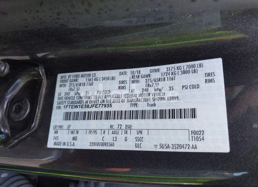 Photo 9 of 2018 Ford F-150 XLT (VIN 1FTEW1E58JFE77935)