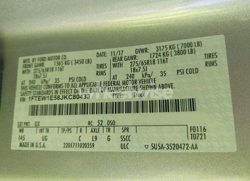 Photo 9 of 2018 Ford F-150 XLT (VIN 1FTEW1E58JKC80433)