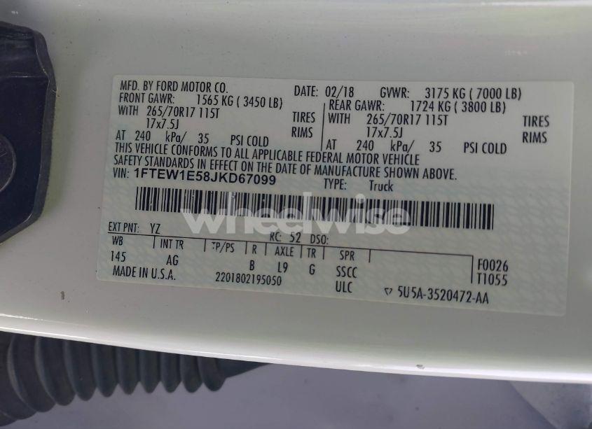 Photo 9 of 2018 Ford F-150 XL (VIN 1FTEW1E58JKD67099)