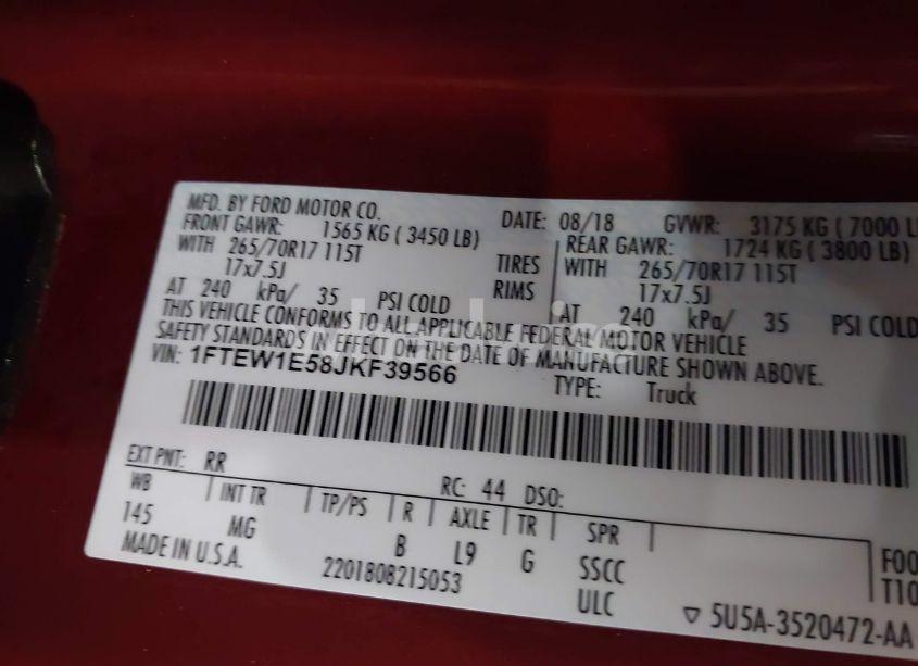 Photo 9 of 2018 Ford F-150 XLT (VIN 1FTEW1E58JKF39566)