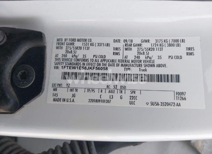 Photo 9 of 2018 Ford F-150 XL (VIN 1FTEW1E58JKF56058)