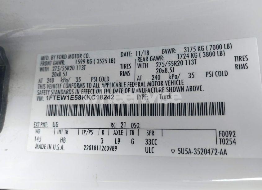 Photo 9 of 2019 Ford F-150 LARIAT (VIN 1FTEW1E58KKC18242)