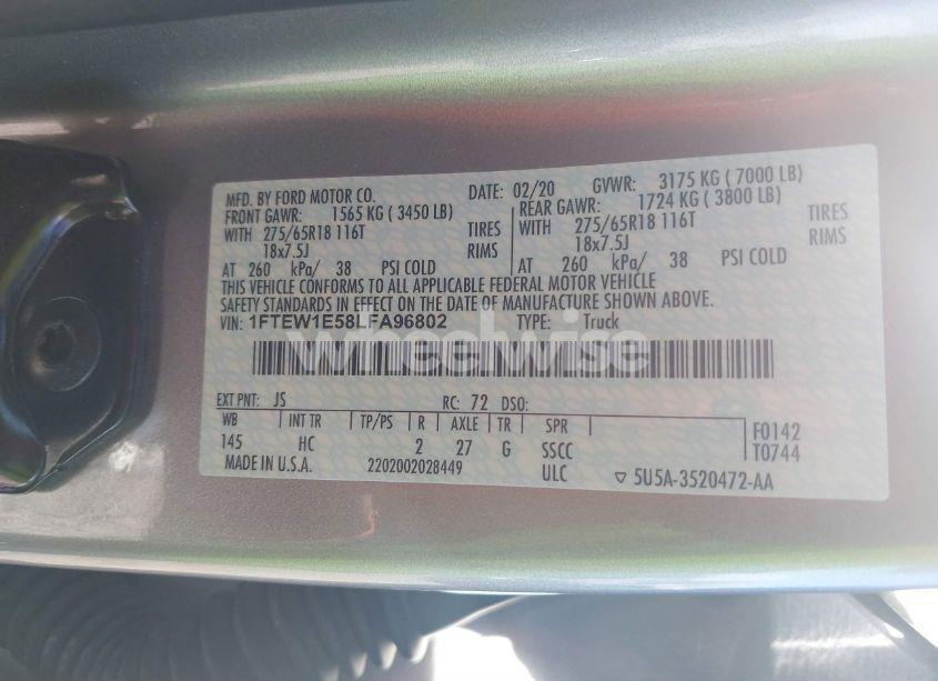 Photo 9 of 2020 Ford F-150 LARIAT (VIN 1FTEW1E58LFA96802)