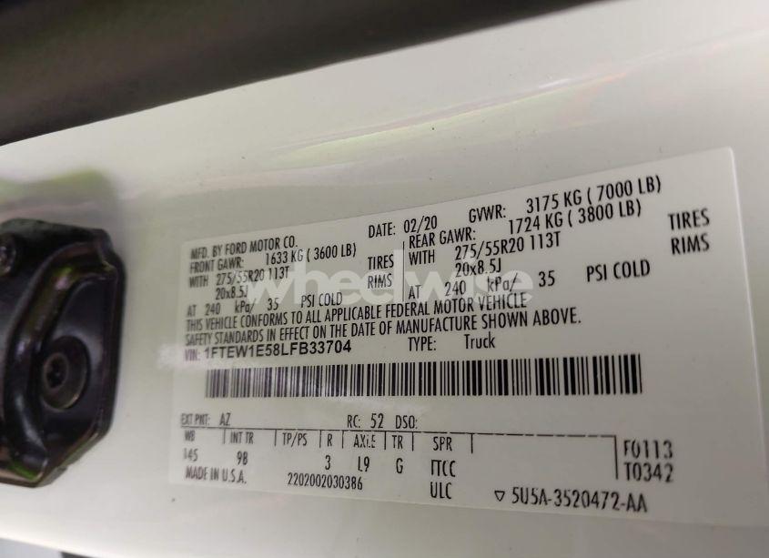 Photo 9 of 2020 Ford F-150 PLATINUM (VIN 1FTEW1E58LFB33704)