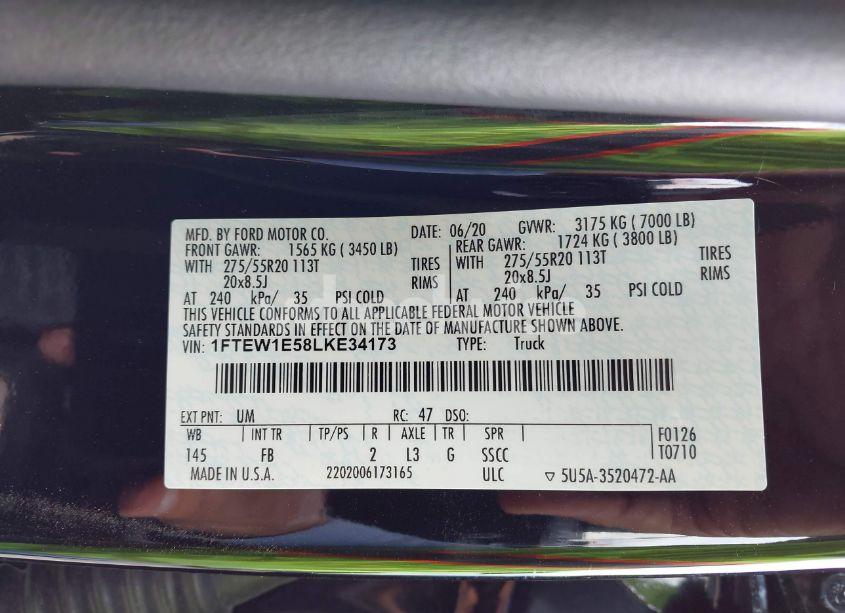 Photo 9 of 2020 Ford F-150 XLT (VIN 1FTEW1E58LKE34173)