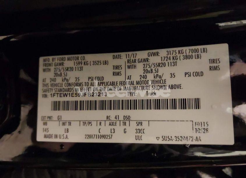 Photo 9 of 2018 Ford F-150 LARIAT (VIN 1FTEW1E59JFB23213)