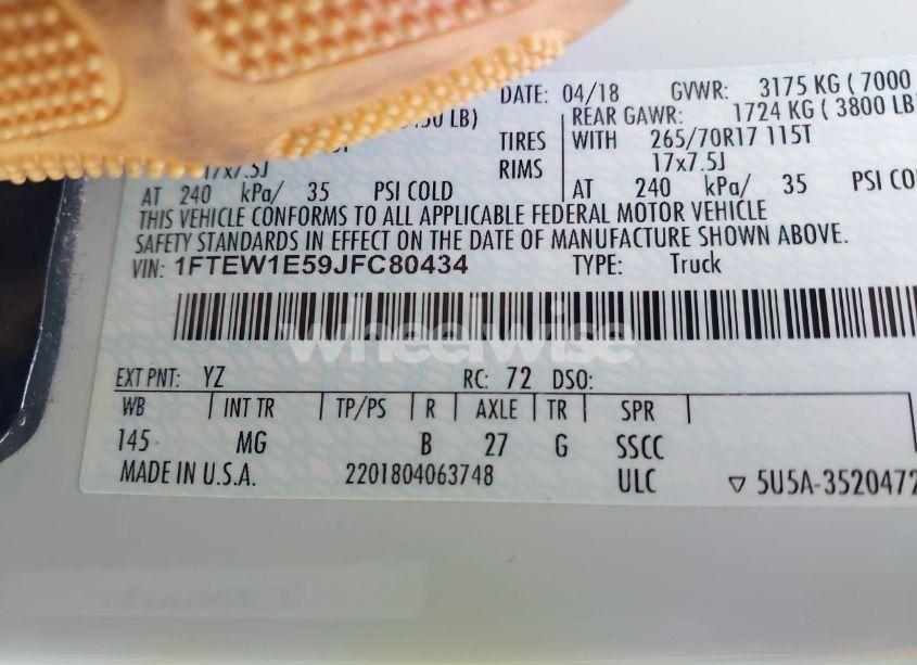 Photo 9 of 2018 Ford F-150 XLT (VIN 1FTEW1E59JFC80434)