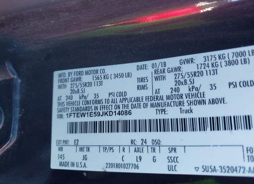 Photo 9 of 2018 Ford F-150 XL (VIN 1FTEW1E59JKD14086)