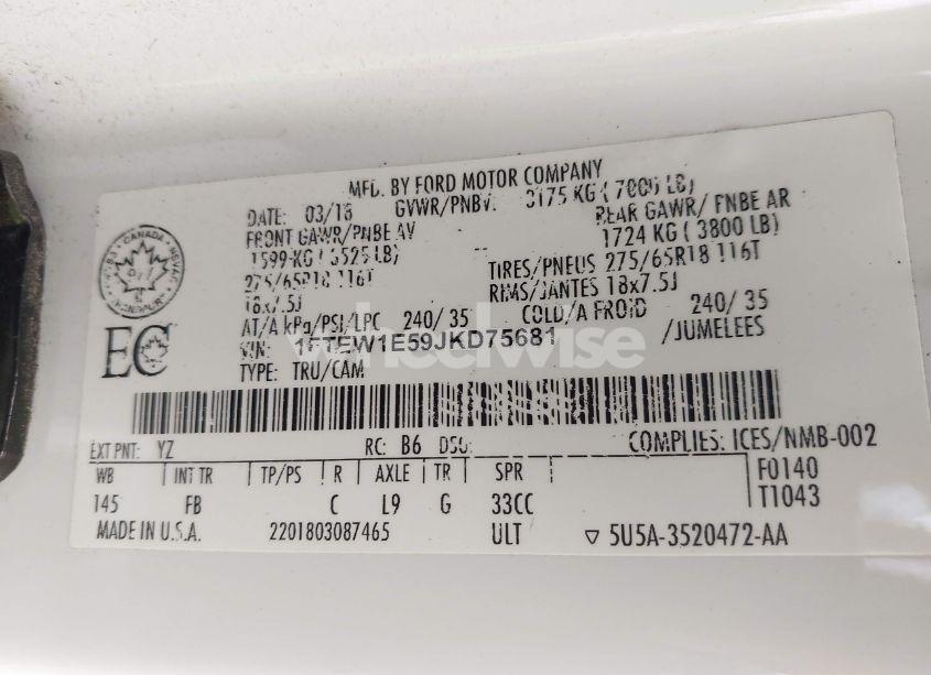 Photo 9 of 2018 Ford F-150 XLT (VIN 1FTEW1E59JKD75681)