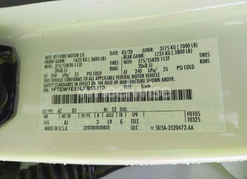 Photo 9 of 2020 Ford F-150 KING RANCH (VIN 1FTEW1E59LFB55310)