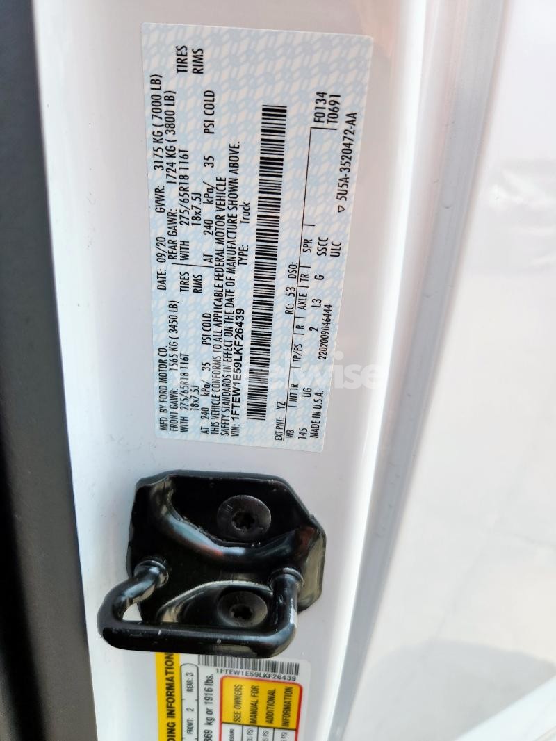 Photo 8 of 2020 FORD F150 SUPERCREW (VIN 1FTEW1E59LKF26439)