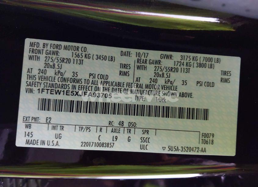 Photo 9 of 2018 Ford F-150 XLT (VIN 1FTEW1E5XJFA93705)