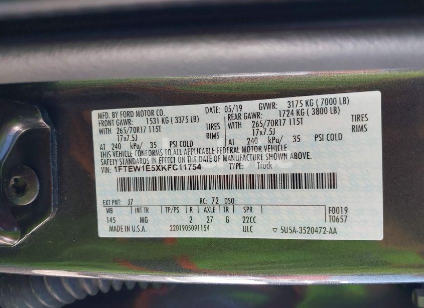 Photo 9 of 2019 Ford F-150 XLT (VIN 1FTEW1E5XKFC11754)