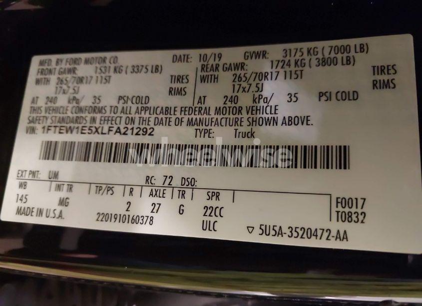 Photo 9 of 2020 Ford F-150 XLT (VIN 1FTEW1E5XLFA21292)