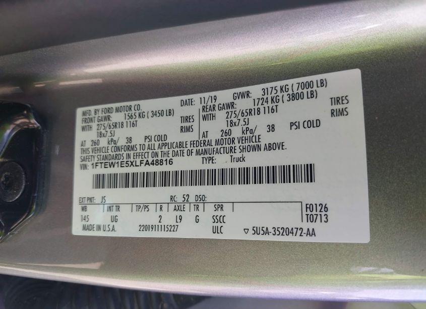 Photo 9 of 2020 Ford F-150 XLT (VIN 1FTEW1E5XLFA48816)