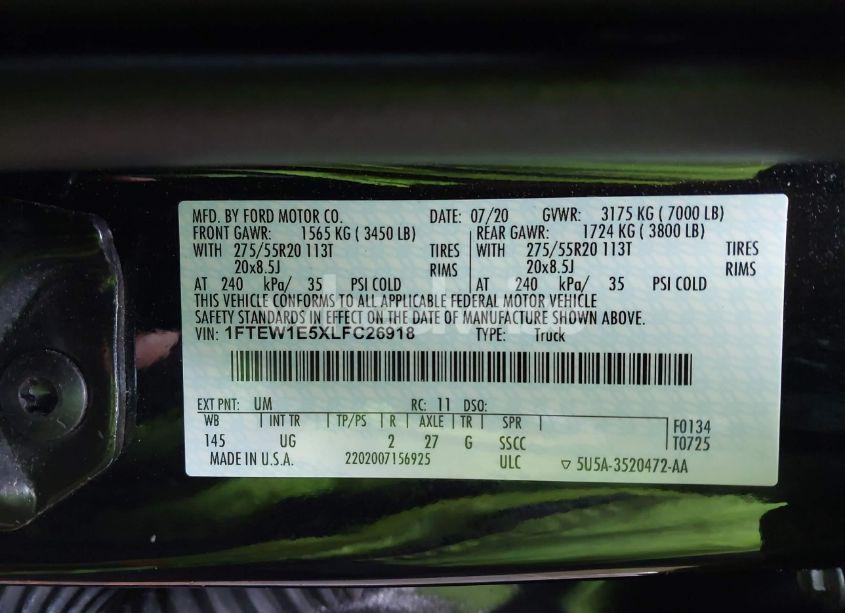 Photo 9 of 2020 Ford F-150 XLT (VIN 1FTEW1E5XLFC26918)