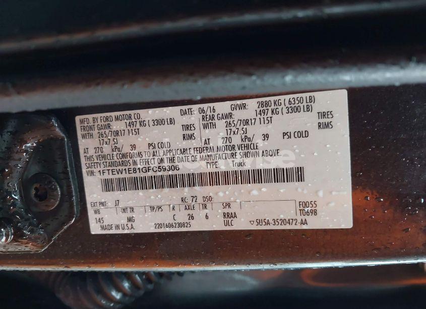 Photo 9 of 2016 Ford F-150 XLT (VIN 1FTEW1E81GFC59306)