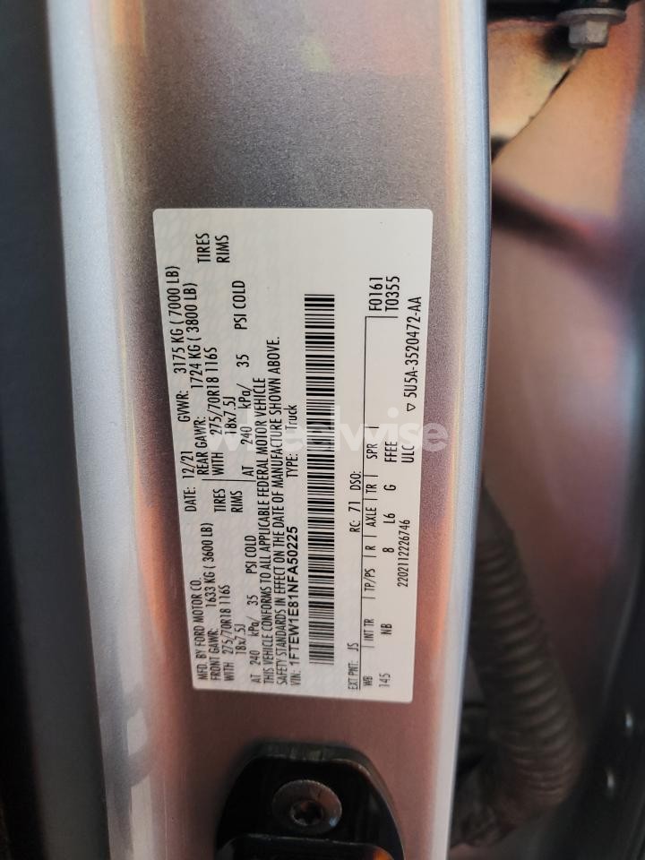 Photo 12 of 2022 FORD F150 SUPERCREW (VIN 1FTEW1E81NFA50225)