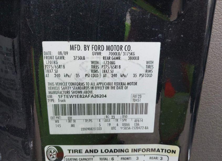 Photo 9 of 2010 Ford F-150 XLT (VIN 1FTEW1E82AFA26204)