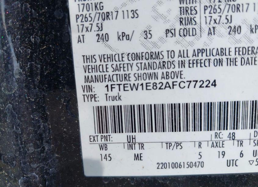 Photo 9 of 2010 Ford F-150 XL/XLT (VIN 1FTEW1E82AFC77224)