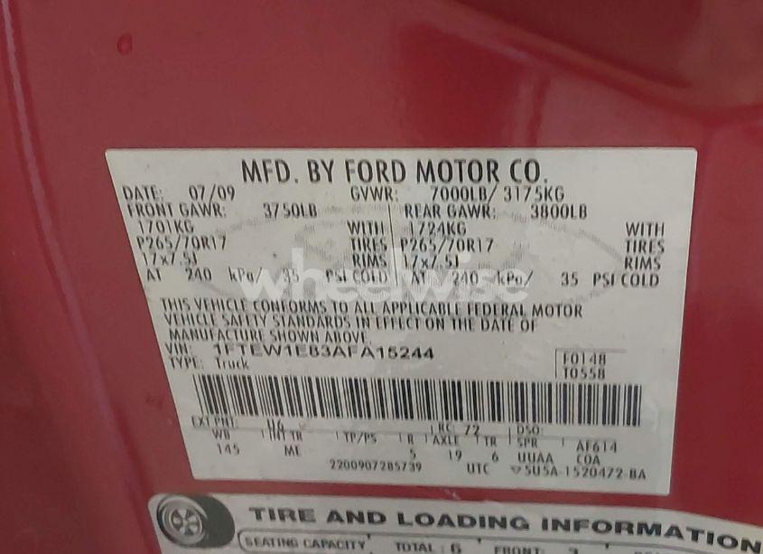 Photo 9 of 2010 Ford F-150 XL/XLT (VIN 1FTEW1E83AFA15244)