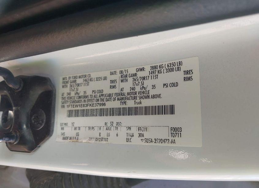 Photo 9 of 2015 Ford F-150 XL (VIN 1FTEW1E83FKE37996)