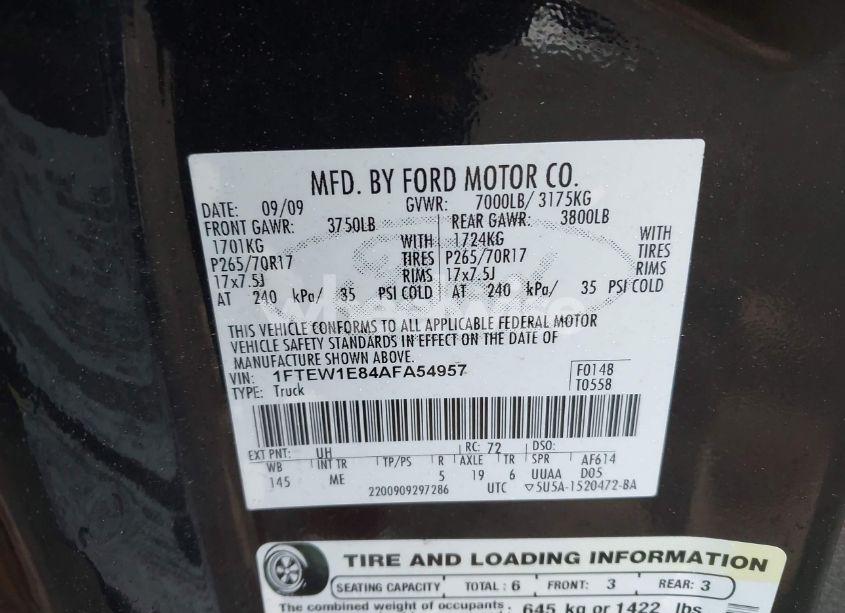 Photo 9 of 2010 Ford F-150 XL/XLT (VIN 1FTEW1E84AFA54957)