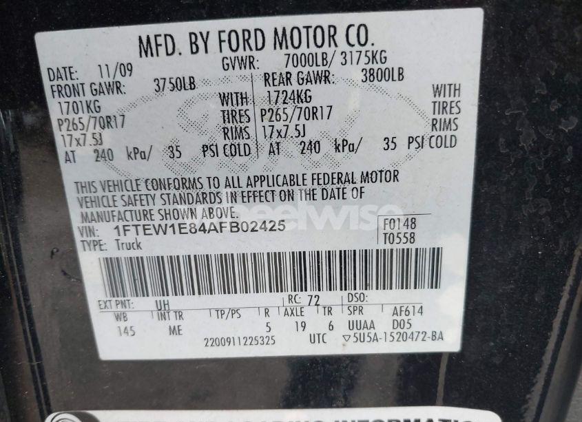 Photo 9 of 2010 Ford F-150 XL/XLT (VIN 1FTEW1E84AFB02425)