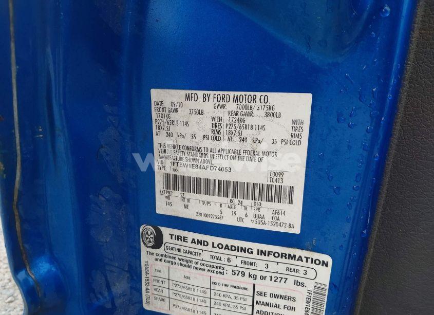 Photo 9 of 2010 Ford F-150 XL/XLT (VIN 1FTEW1E84AFD74053)