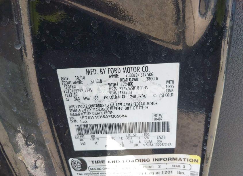 Photo 9 of 2010 Ford F-150 XL/XLT (VIN 1FTEW1E85AFD65684)