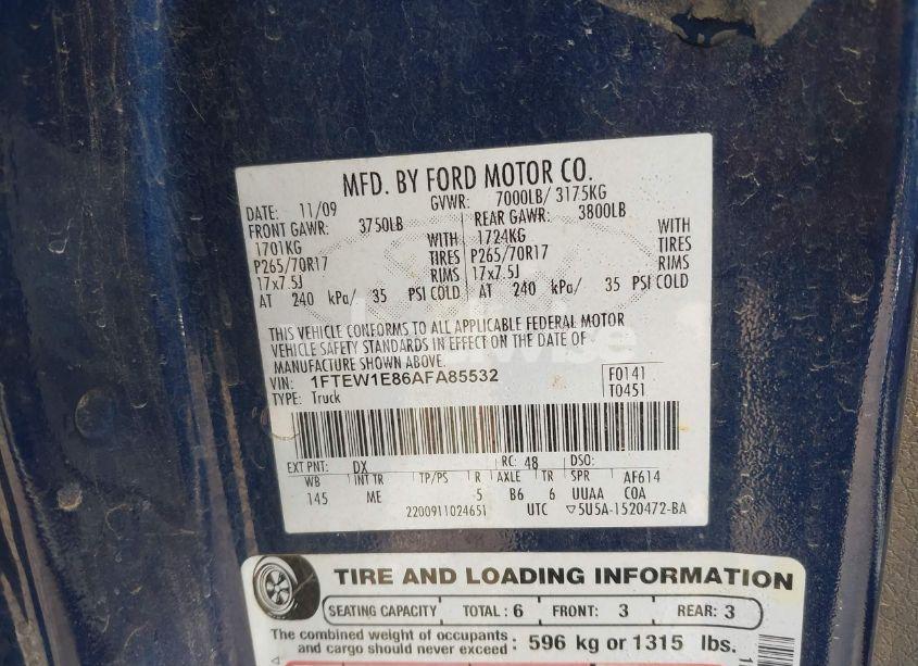 Photo 9 of 2010 Ford F-150 XL/XLT (VIN 1FTEW1E86AFA85532)