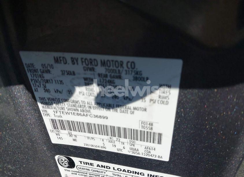 Photo 9 of 2010 Ford F-150 XL/XLT (VIN 1FTEW1E86AFC36899)