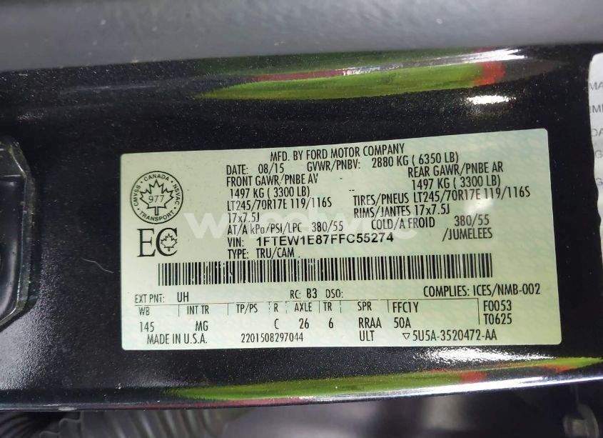 Photo 9 of 2015 Ford F-150 XLT (VIN 1FTEW1E87FFC55274)