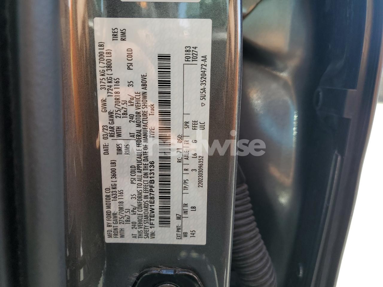 Photo 12 of 2023 FORD F150 SUPERCREW (VIN 1FTEW1E87PFB13136)