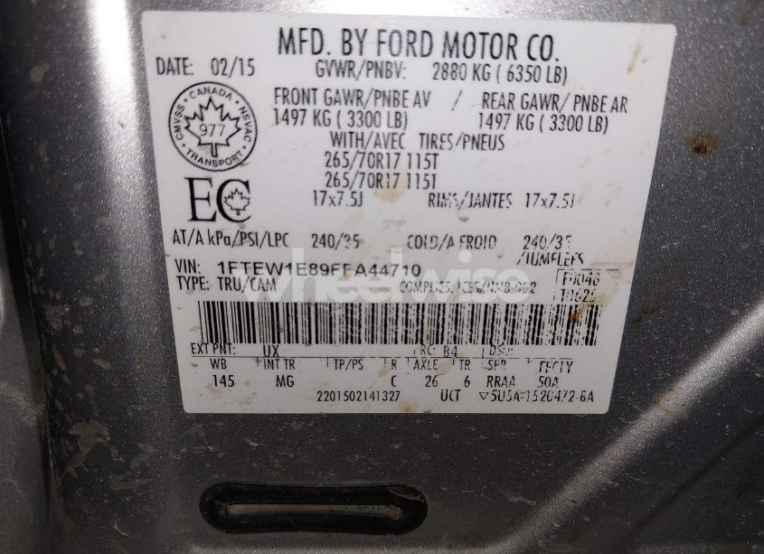 Photo 9 of 2015 Ford F-150 XLT (VIN 1FTEW1E89FFA44710)