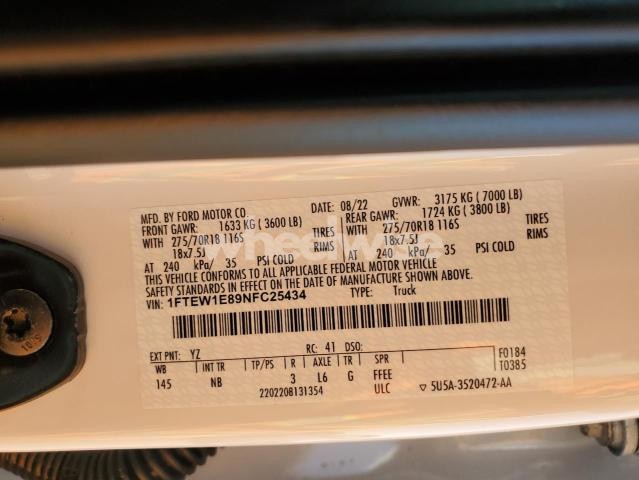 Photo 13 of 2022 FORD F150 SUPERCREW (VIN 1FTEW1E89NFC25434)