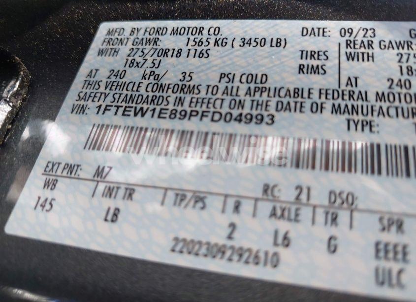 Photo 9 of 2023 Ford F-150 TREMOR (VIN 1FTEW1E89PFD04993)