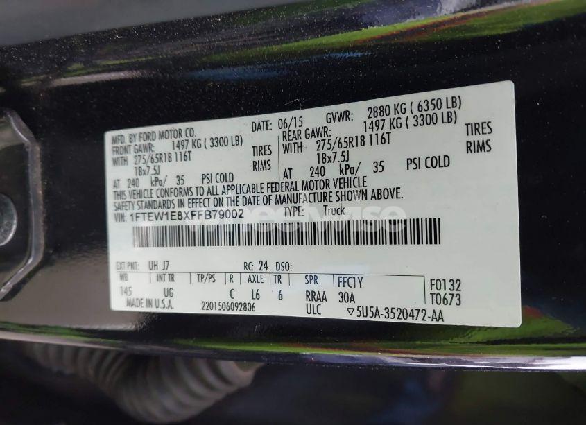 Photo 9 of 2015 Ford F-150 XLT (VIN 1FTEW1E8XFFB79002)