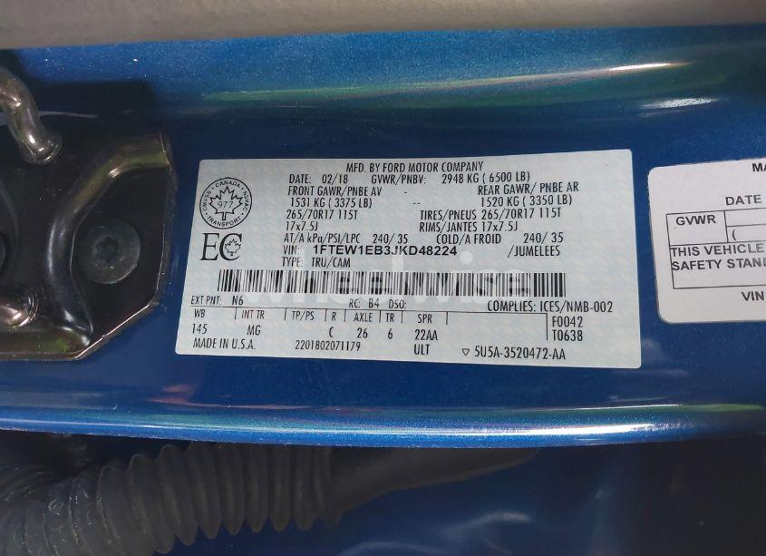 Photo 9 of 2018 Ford F-150 XLT (VIN 1FTEW1EB3JKD48224)