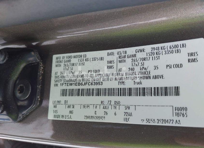 Photo 9 of 2018 Ford F-150 XLT (VIN 1FTEW1EB6JFC63953)