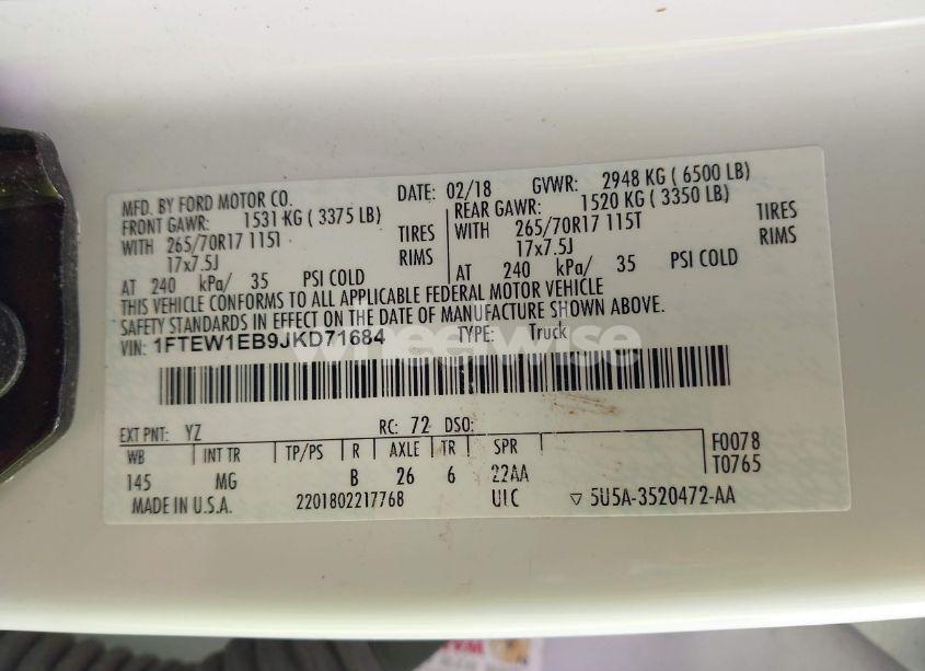 Photo 9 of 2018 Ford F-150 XLT (VIN 1FTEW1EB9JKD71684)
