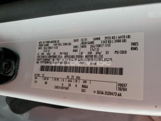 Photo 7 of 2022 FORD F150 SUPERCREW (VIN 1FTEW1EBXNFA51336)