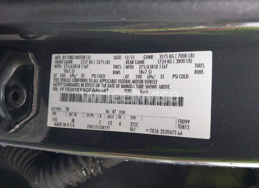 Photo 9 of 2016 Ford F-150 XLT (VIN 1FTEW1EF0GFA84447)