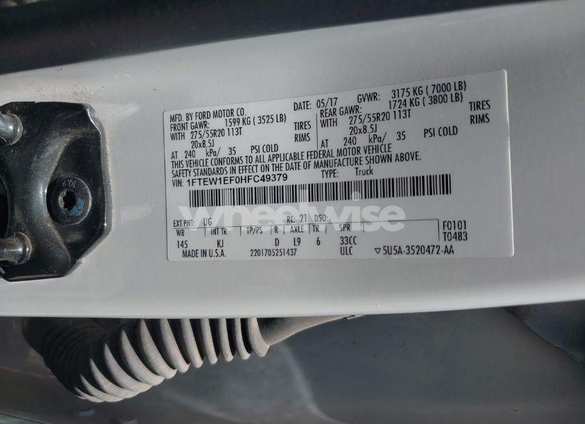 Photo 9 of 2017 Ford F-150 KING RANCH (VIN 1FTEW1EF0HFC49379)