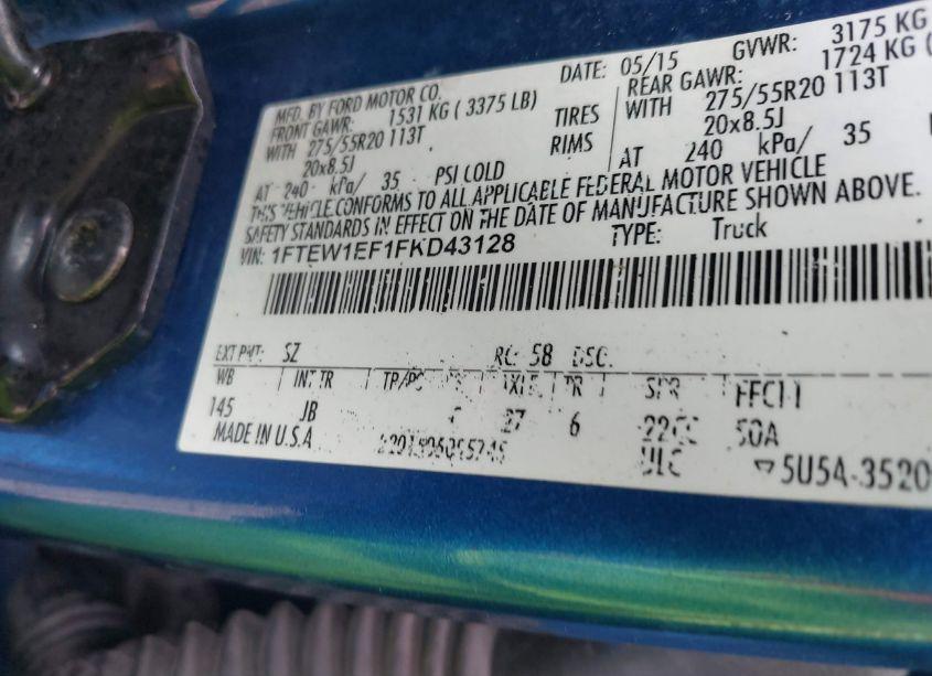 Photo 9 of 2015 Ford F-150 XLT (VIN 1FTEW1EF1FKD43128)