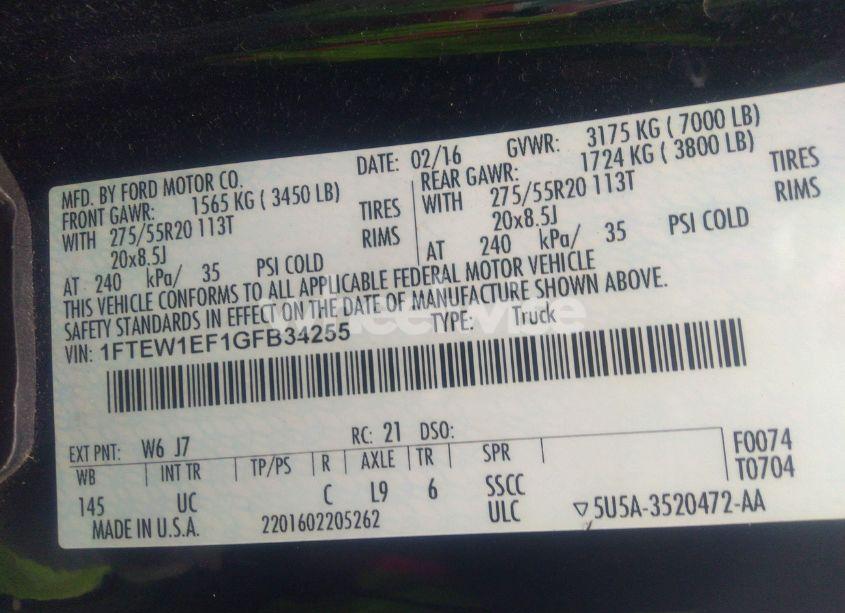 Photo 9 of 2016 Ford F-150 XLT (VIN 1FTEW1EF1GFB34255)