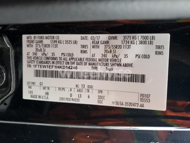 Photo 2 of 2017 FORD F150 SUPERCREW (VIN 1FTEW1EF1HKD14246)