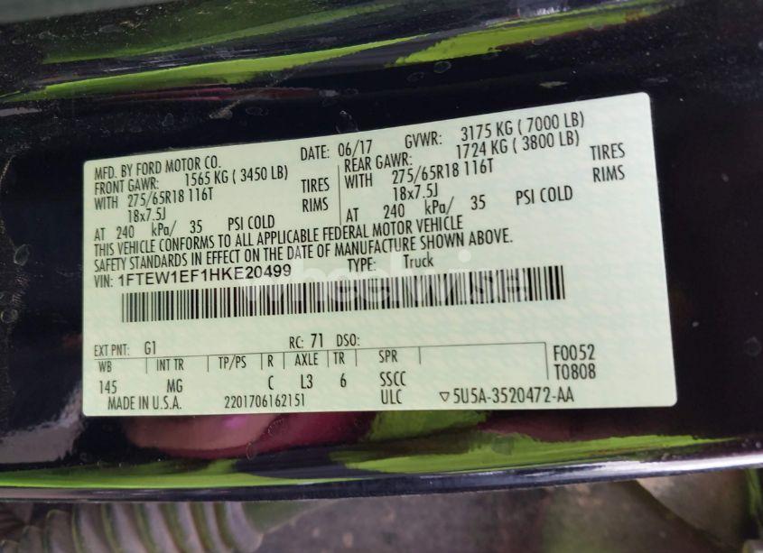 Photo 9 of 2017 Ford F-150 XLT (VIN 1FTEW1EF1HKE20499)