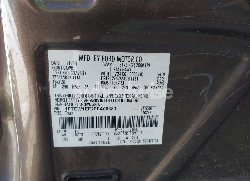 Photo 9 of 2015 Ford F-150 XLT (VIN 1FTEW1EF2FFA08680)